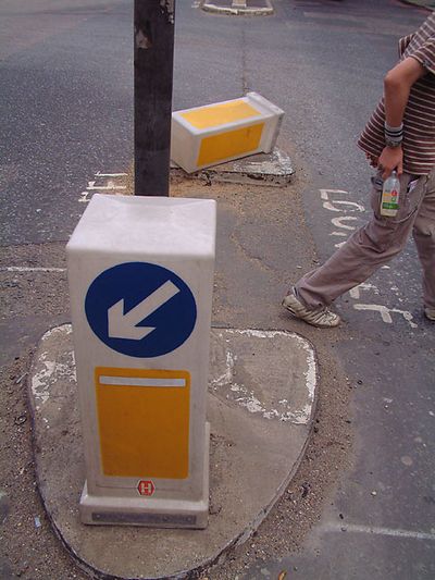 fallen bollard